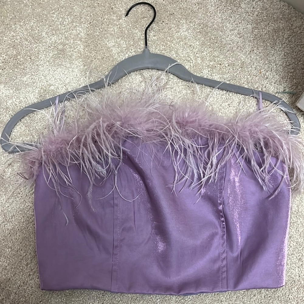 Purple strapless top